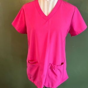 Bright pink scrub top